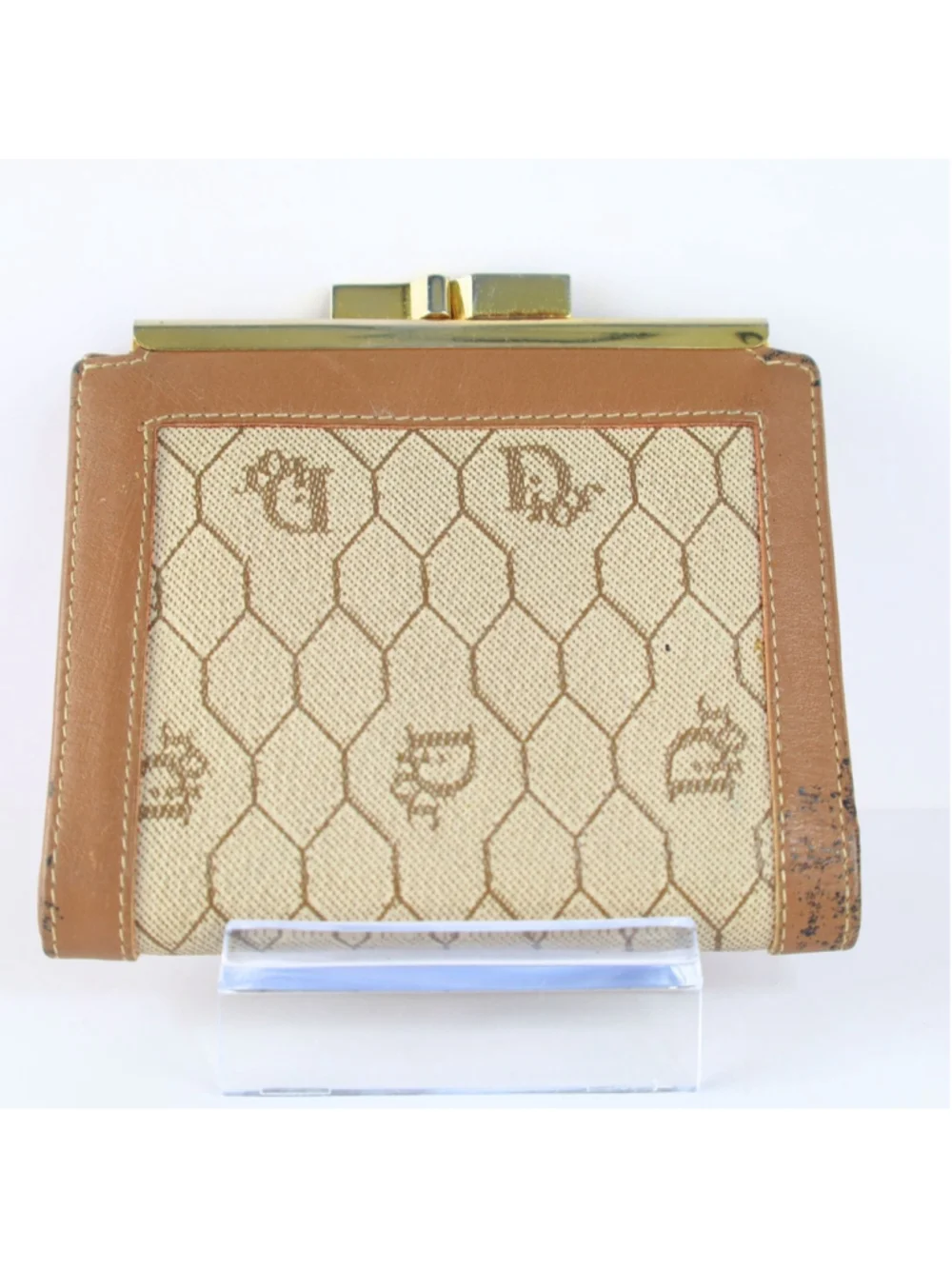 Vintage Christian Dior Honeycomb Brown Purse Wallet for Women